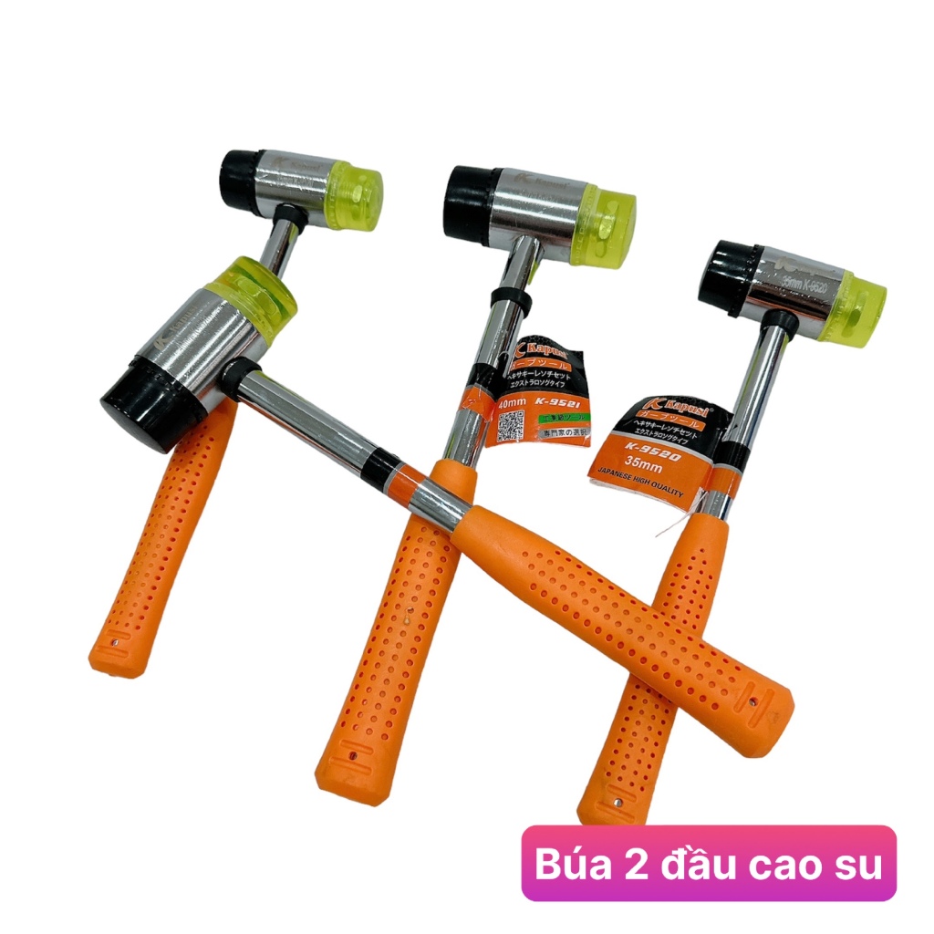 BÚA CAO SU 2 ĐẦU NHỰA VÀ CAO SU PHI 25-30-35-40MM HIỆU KAPUSI CHẤT LIỆU CAO CẤP, BỀN BỈ
